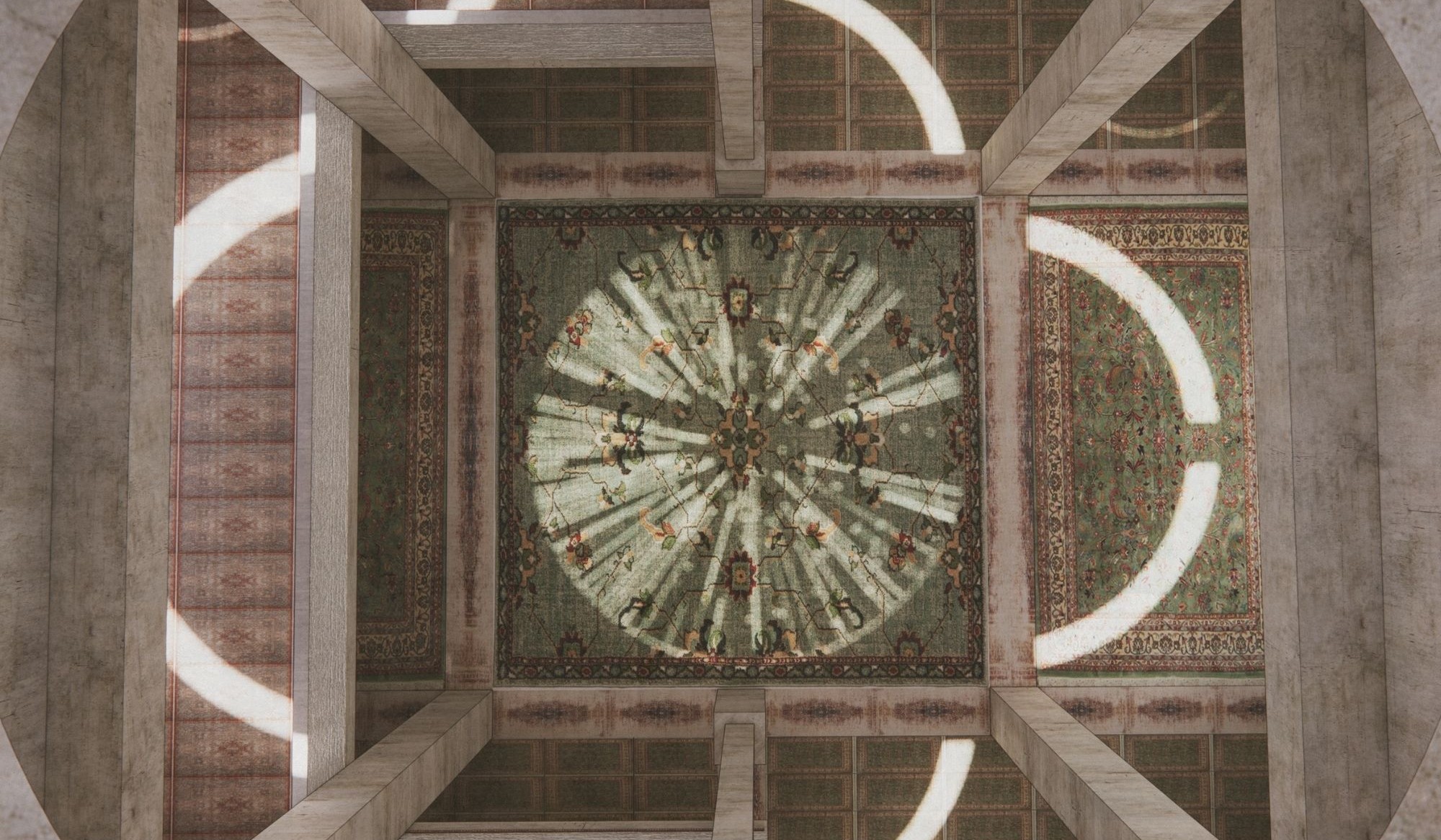 Render of the Main prayer Hall in the Mosque